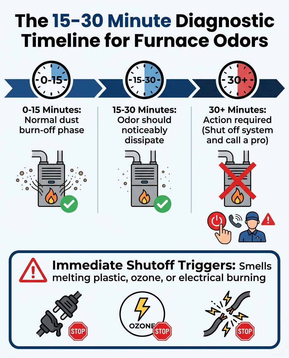 The 15-30 Minute Diagnostic Timeline for Furnace Odors