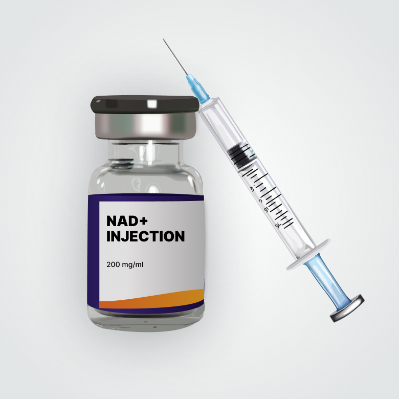 HealthHub injectable therapy vial and syringe arranged for safe medication storage and travel preparation.