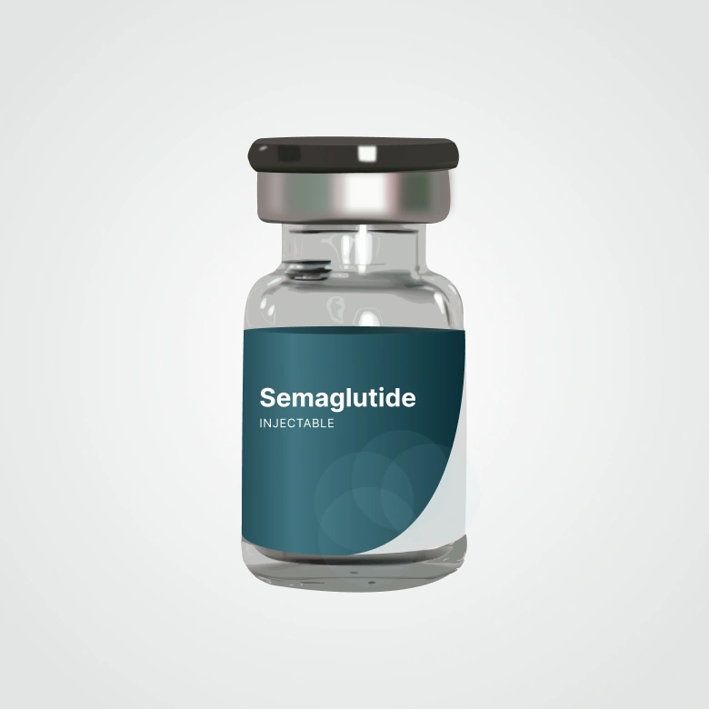 HealthHub semaglutide medication vial and injectable supplies used as part of a provider-guided GLP-1 weight management program.