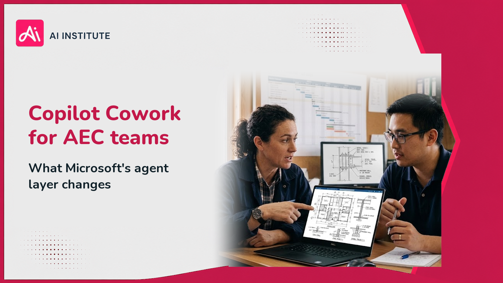Construction project manager and IT lead reviewing Microsoft 365 permissions before enabling an AI agent