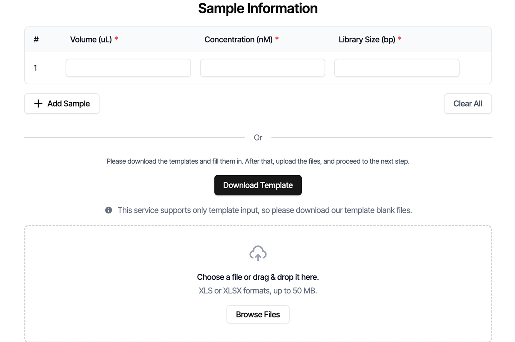 The sample information page for a website.
