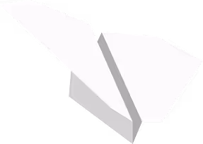 White paper airplane on a transparent background.