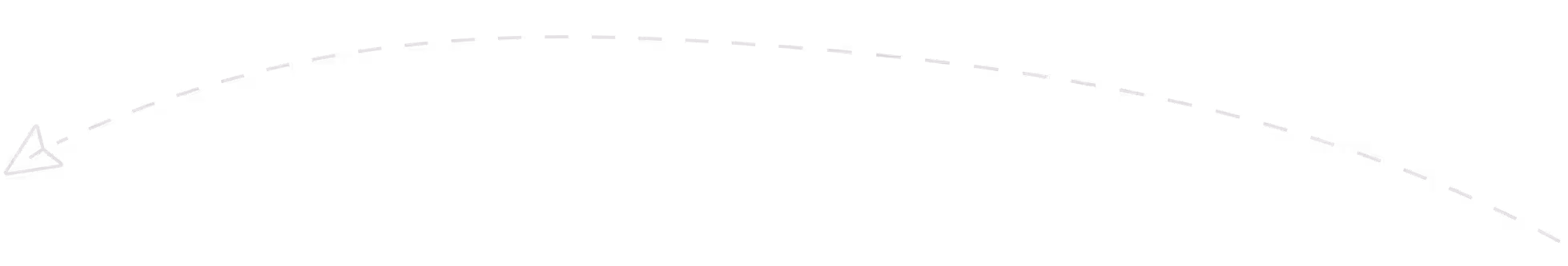 White paper airplane with a dashed curved flight path on a transparent background.