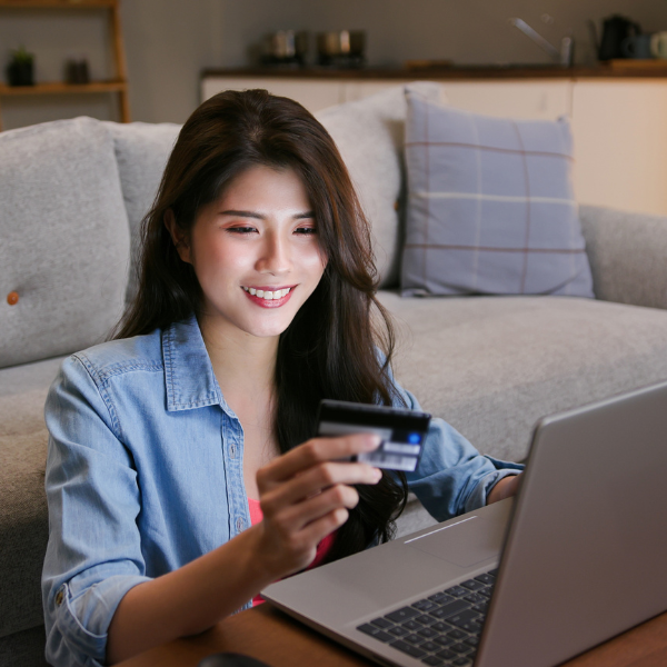 Customer booking HVAC service online from home.