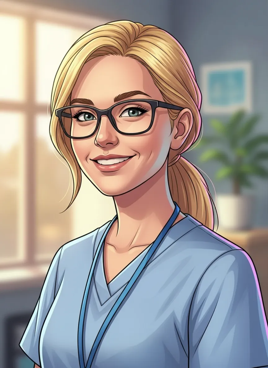 Illustration: Frau mit Brille, Halbportrait