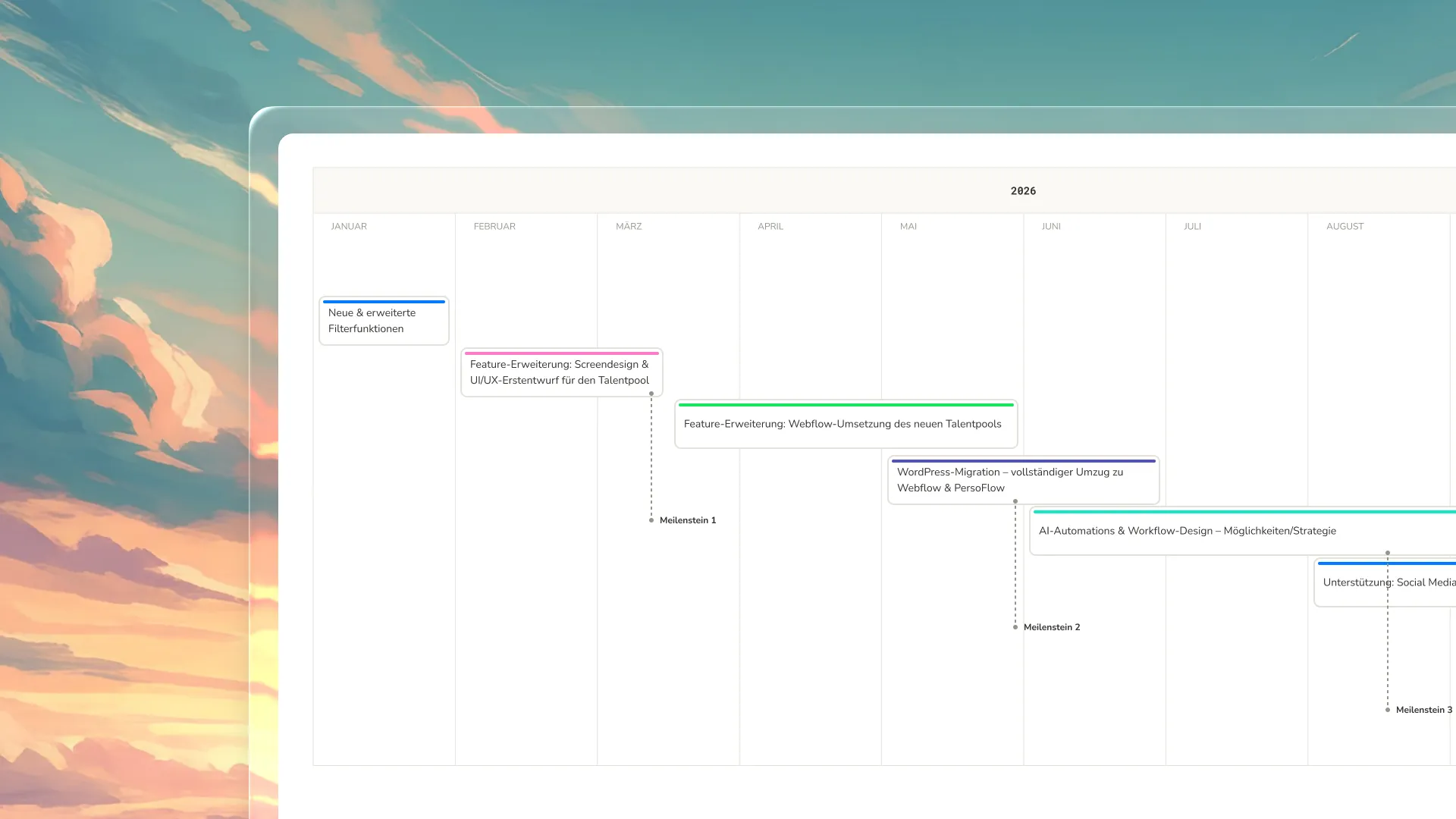 Screenshot: Redaktions- oder Projektkalender