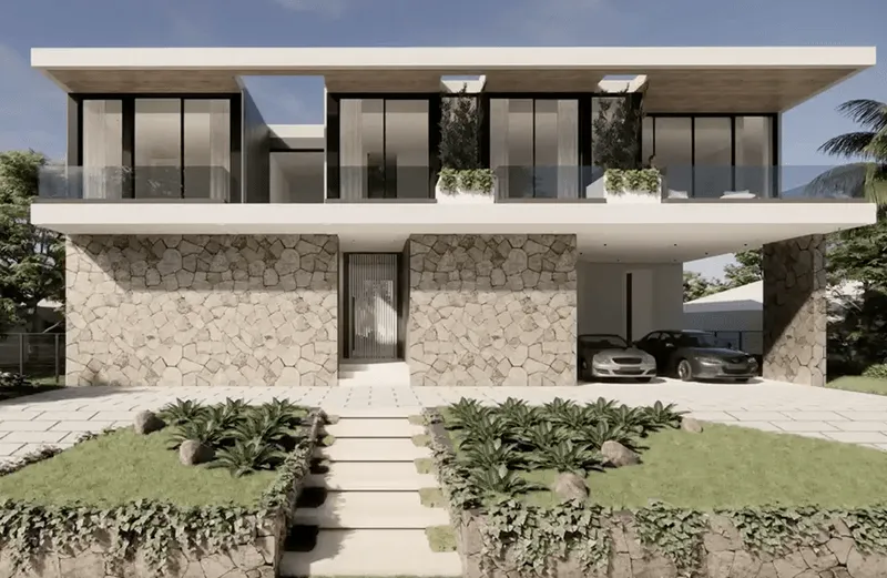 3D redender view of  a front house