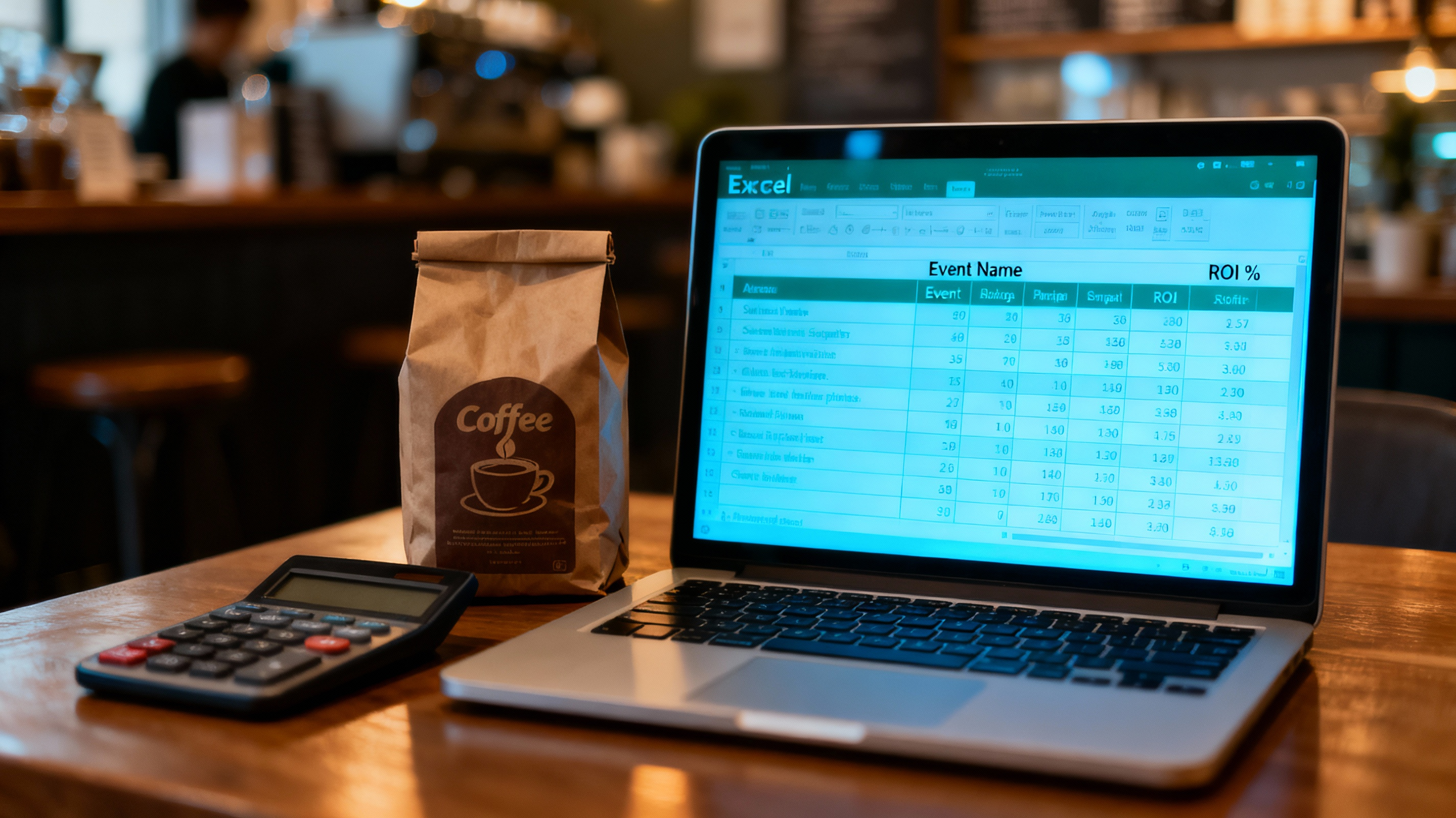 ROI breakdown dashboard on a small business workspace