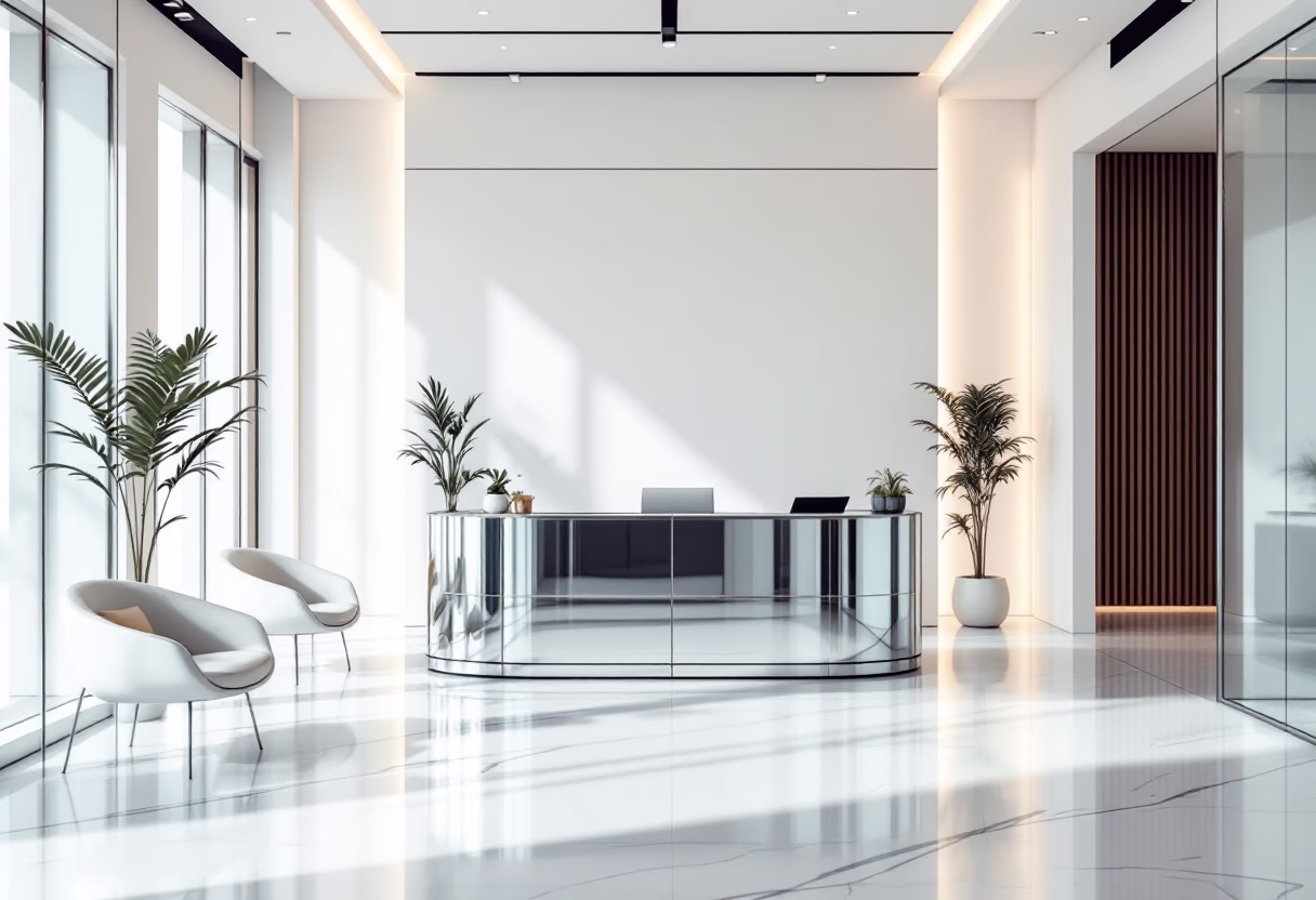 image of office reception desk for a legal tech