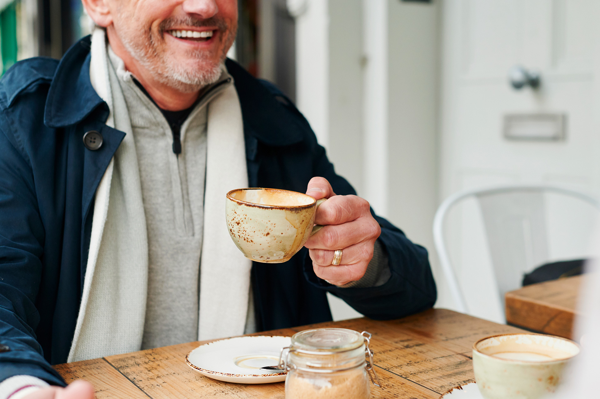 A man drinking coffee