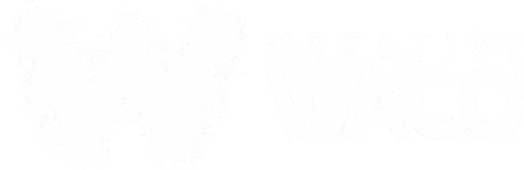 White geometric logo resembling connected hexagons next to the text 'CREATIVE WACO' in uppercase.