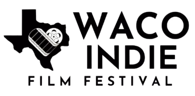 Logo of Waco Indie Film Festival with Texas state outline and a film reel inside a stylized heart.