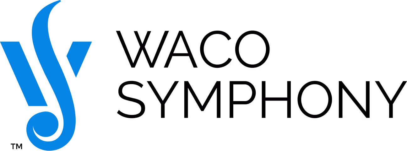 Blue stylized W and S merged design next to black text reading Waco Symphony Orchestra.