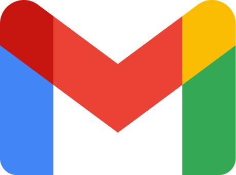 Gmail app icon featuring a stylized envelope with red, blue, yellow, and green colors.