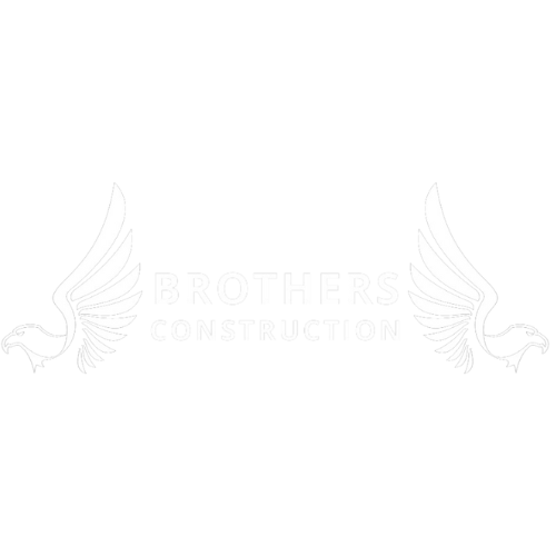 Brothers Construction logo with stylized wings on both sides of the company name in white.