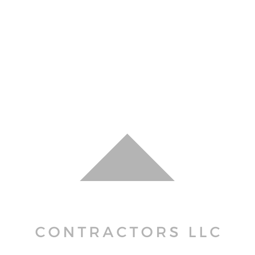 Logo featuring a white angular crown shape above a gray triangle with the text 'CROWNED CONTRACTORS LLC' below.