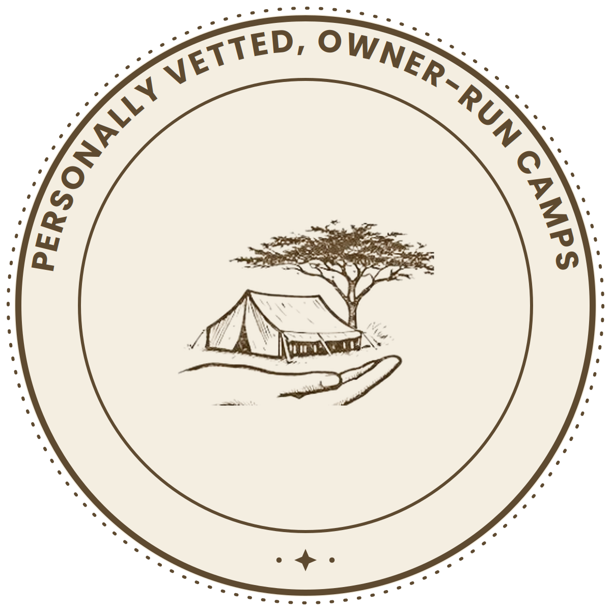 Safari camp setting representing personally vetted, owner-run camps.