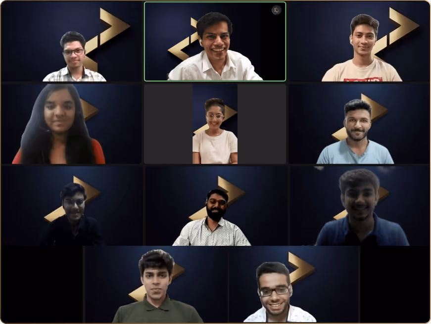Group video call with multiple participants against a dark background