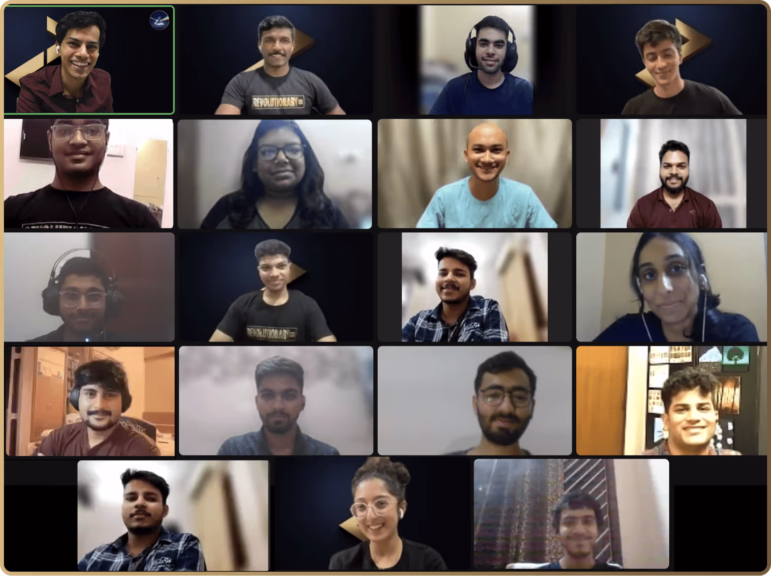 Virtual group meeting with multiple participants in video conference grid