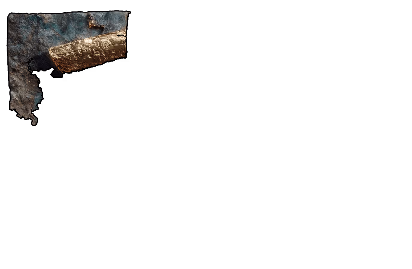 Ancient engraved stone artifact with intricate carved details and weathered surface