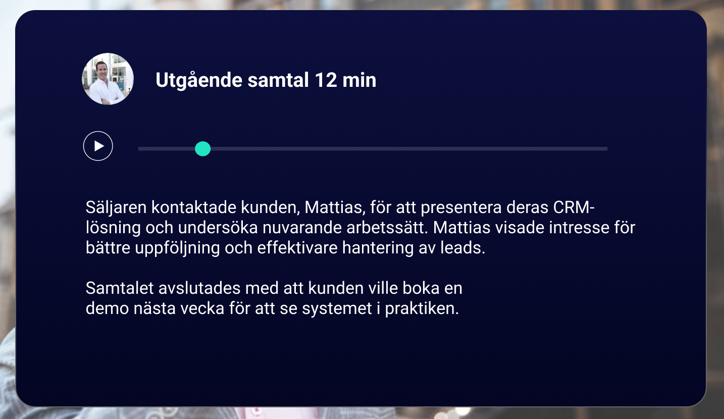AI transkribering och loggning av telefonsamtal i CRM