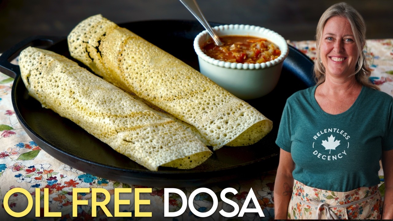 Oil-free South Indian dosa demonstrated by The Whole Food Plant Based Cooking Show