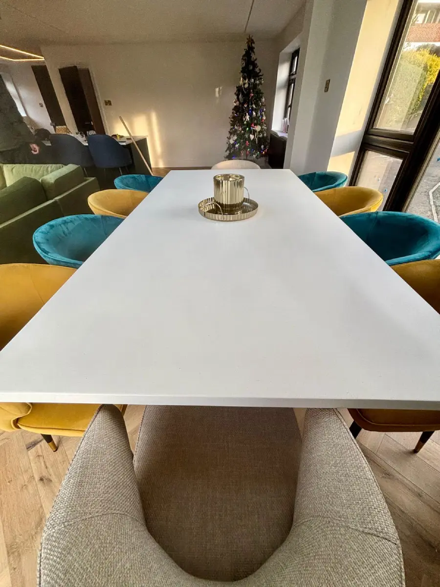 Polished concrete tabletop showing refined surface texture
