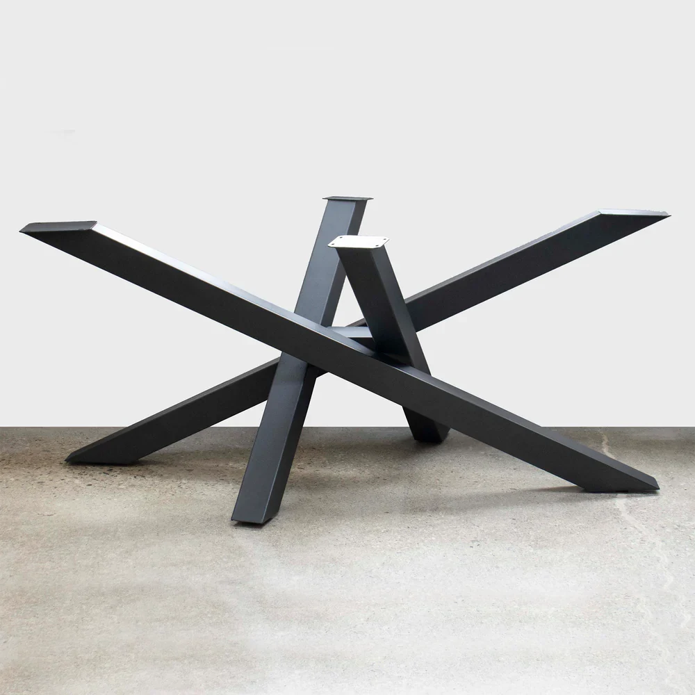 Powder coated black steel table base
