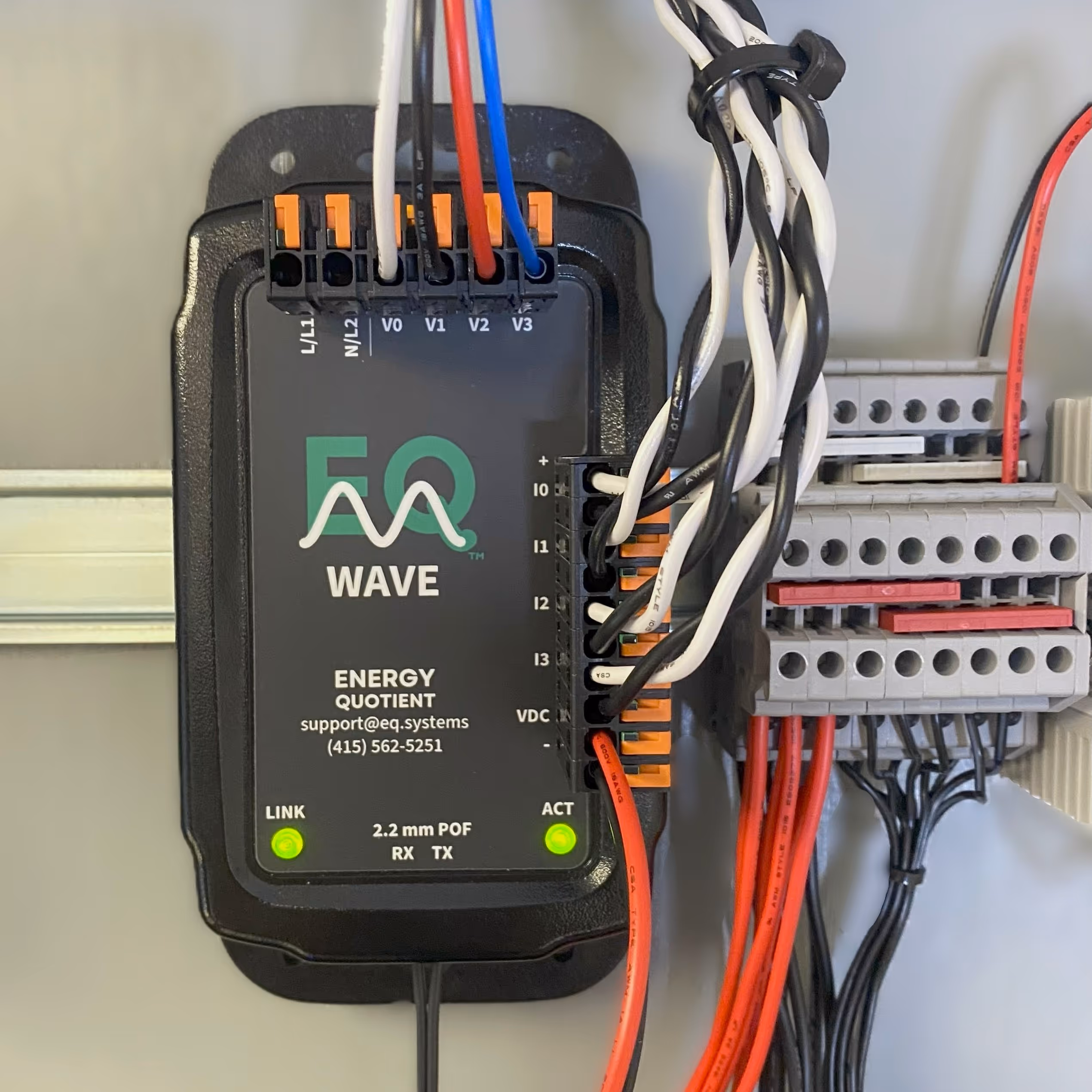 EQ Wave sensor installed in a control panel