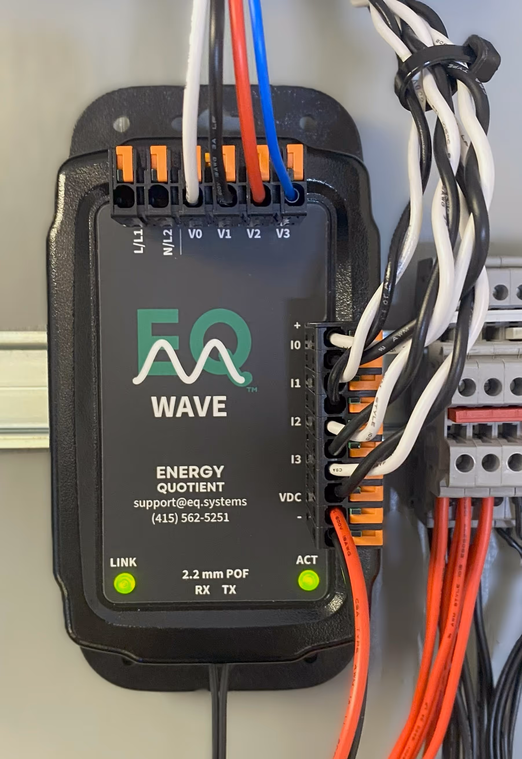 EQ Wave sensor installed in a control panel