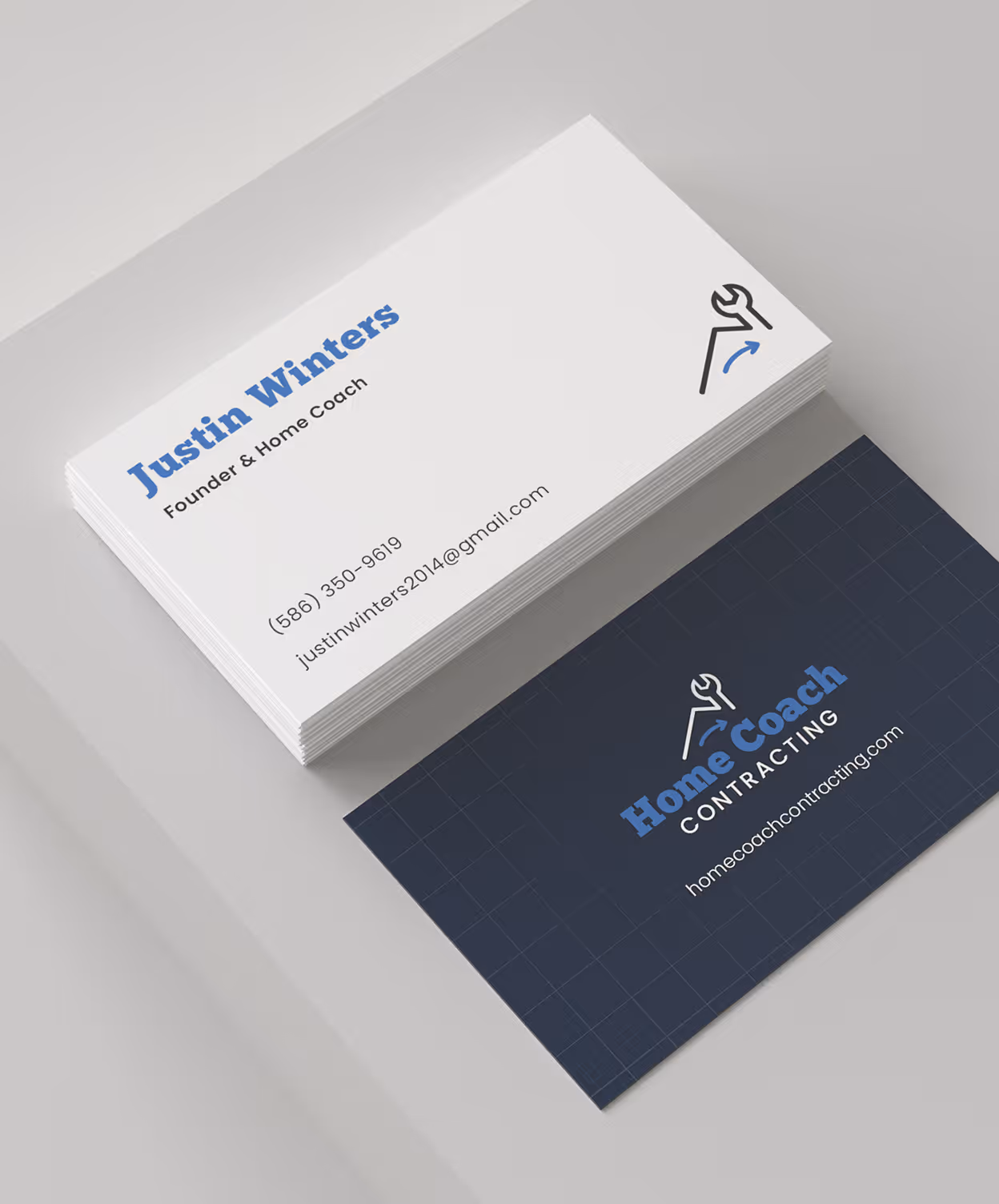 Business cards for Justin Winters, Home Coach Contracting founder