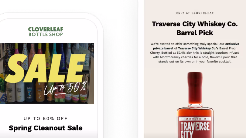 Cloverleaf Bottle Shop Spring Cleanout Sale with up to 50% off