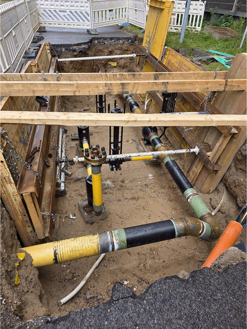 Verzweigung von Gasleitungen im Erdreich