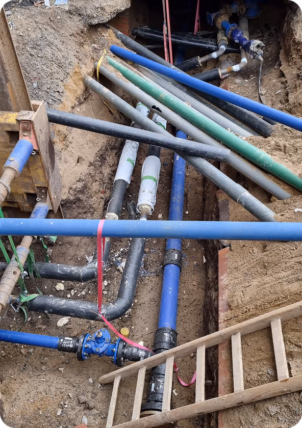 Baustelle eines Tief- /Rohrleitungsbauprojekts