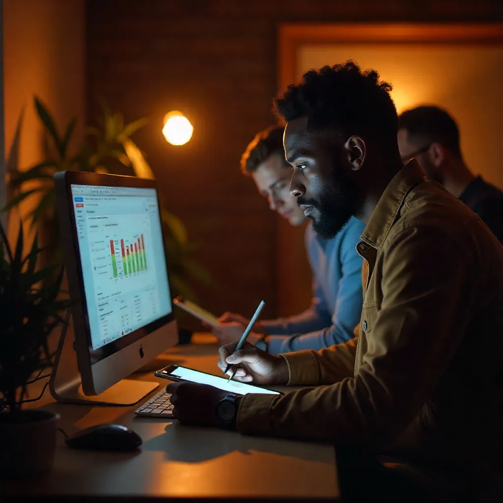2 men working on a laptop