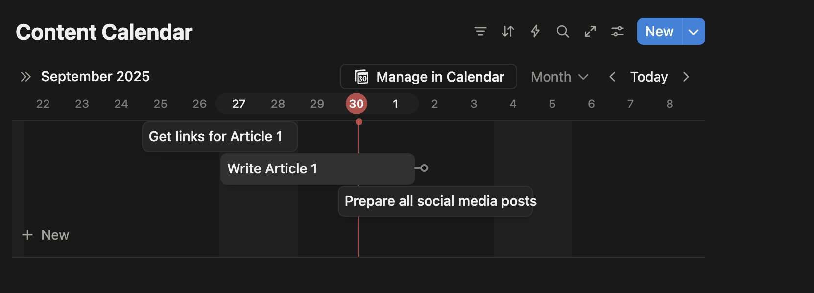 Notion timeline tool example