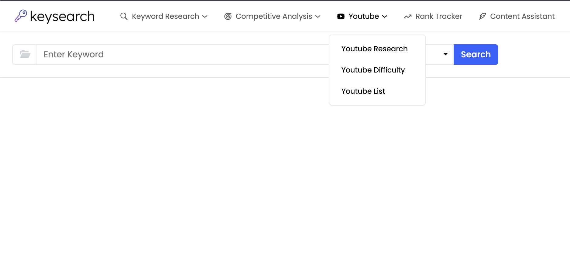 Keysearch YouTube analysis tab