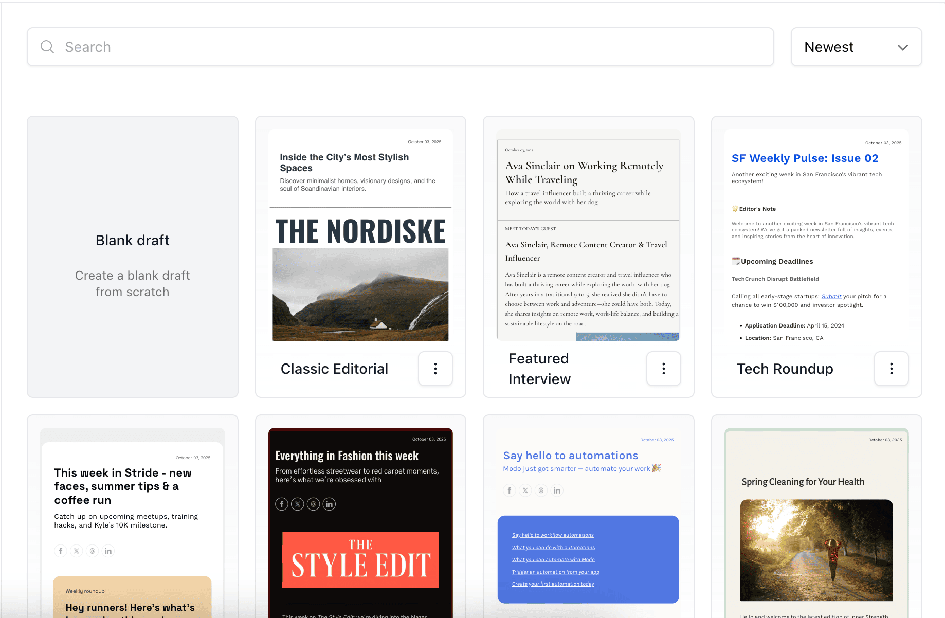 Beehiiv post templates example