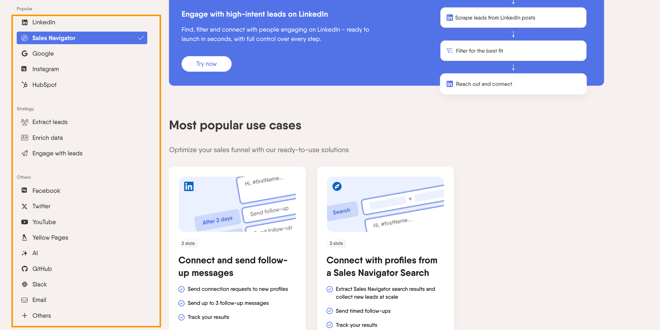 PhantomBuster tools list