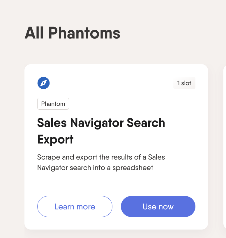 PhantomBuster Sales Navigator export