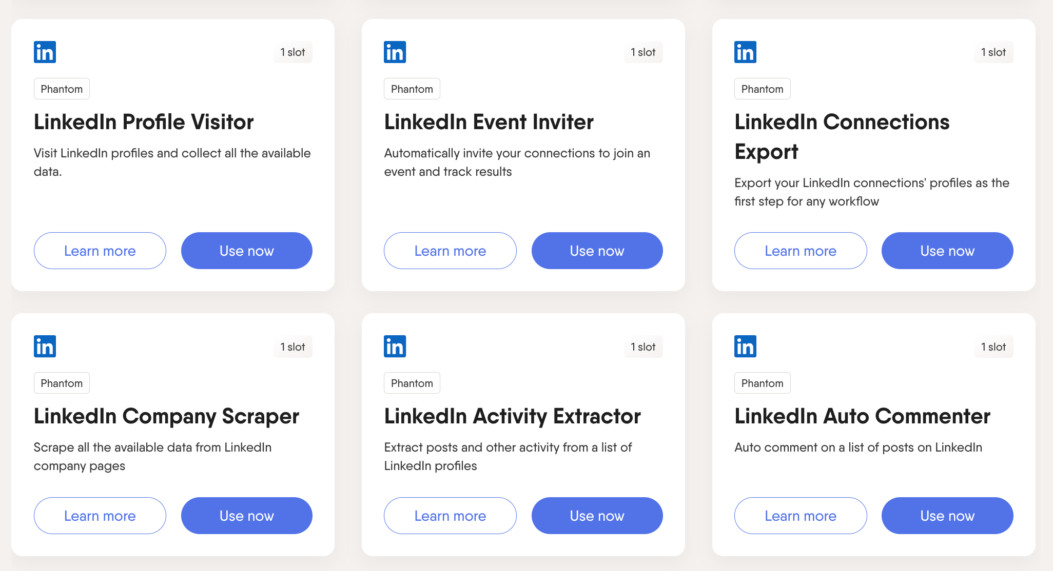 PhantomBuster scraping options