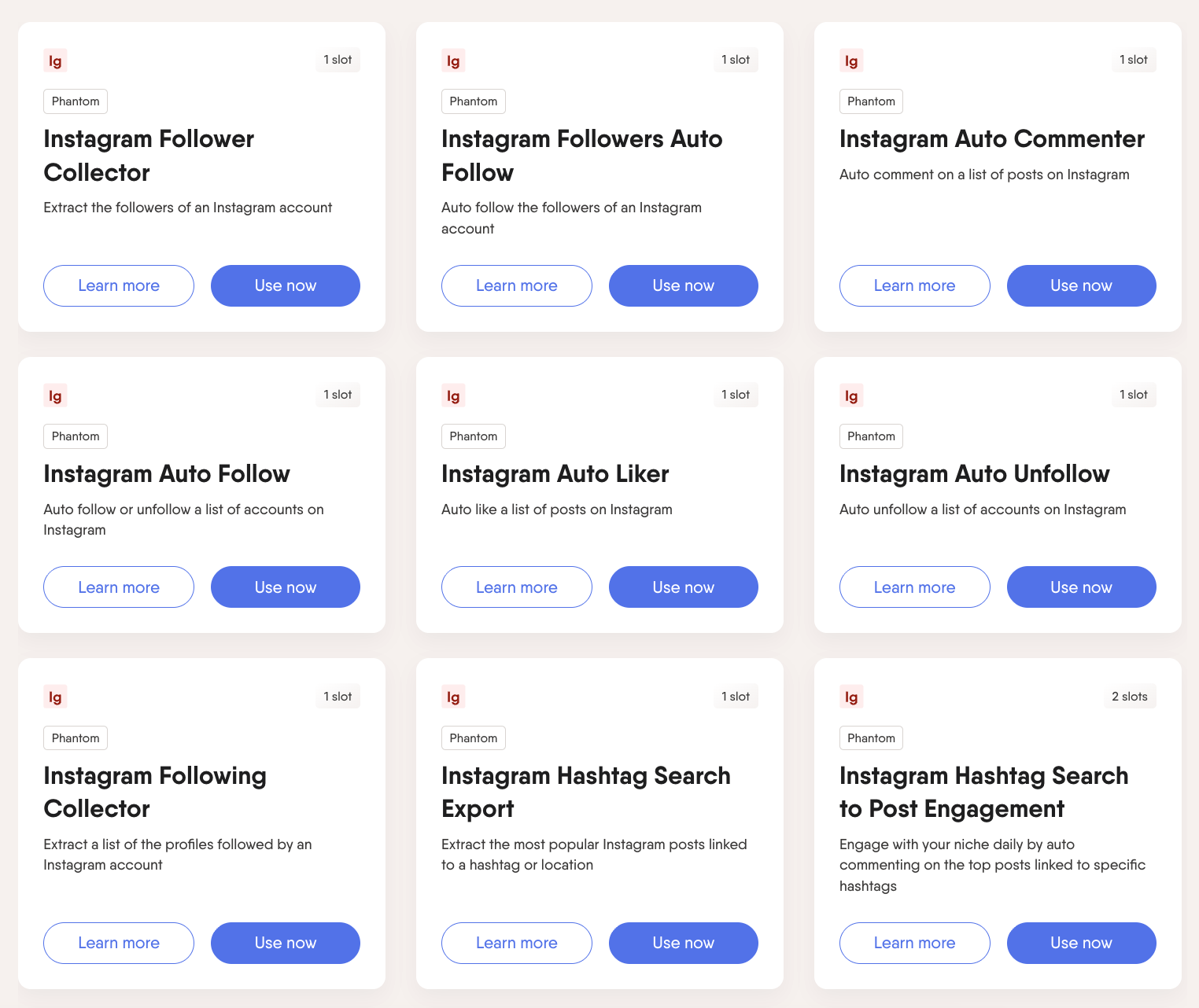 PhantomBuster IG scrapers
