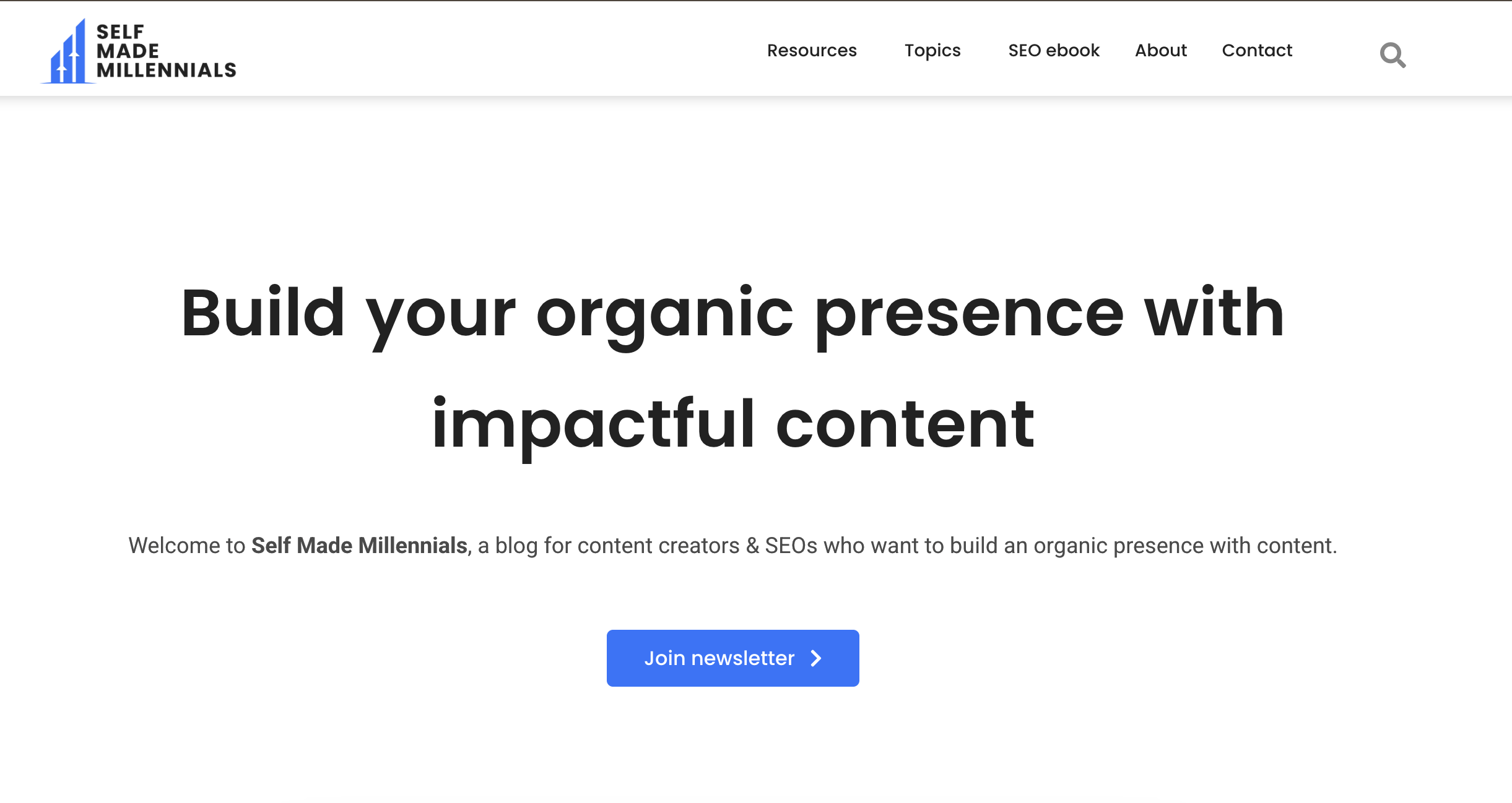 Self Made Millennials main page