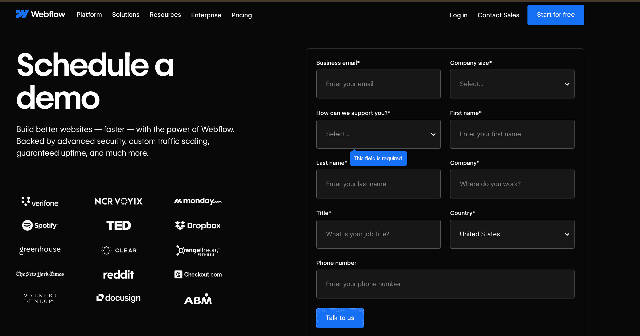 Webflow contact form