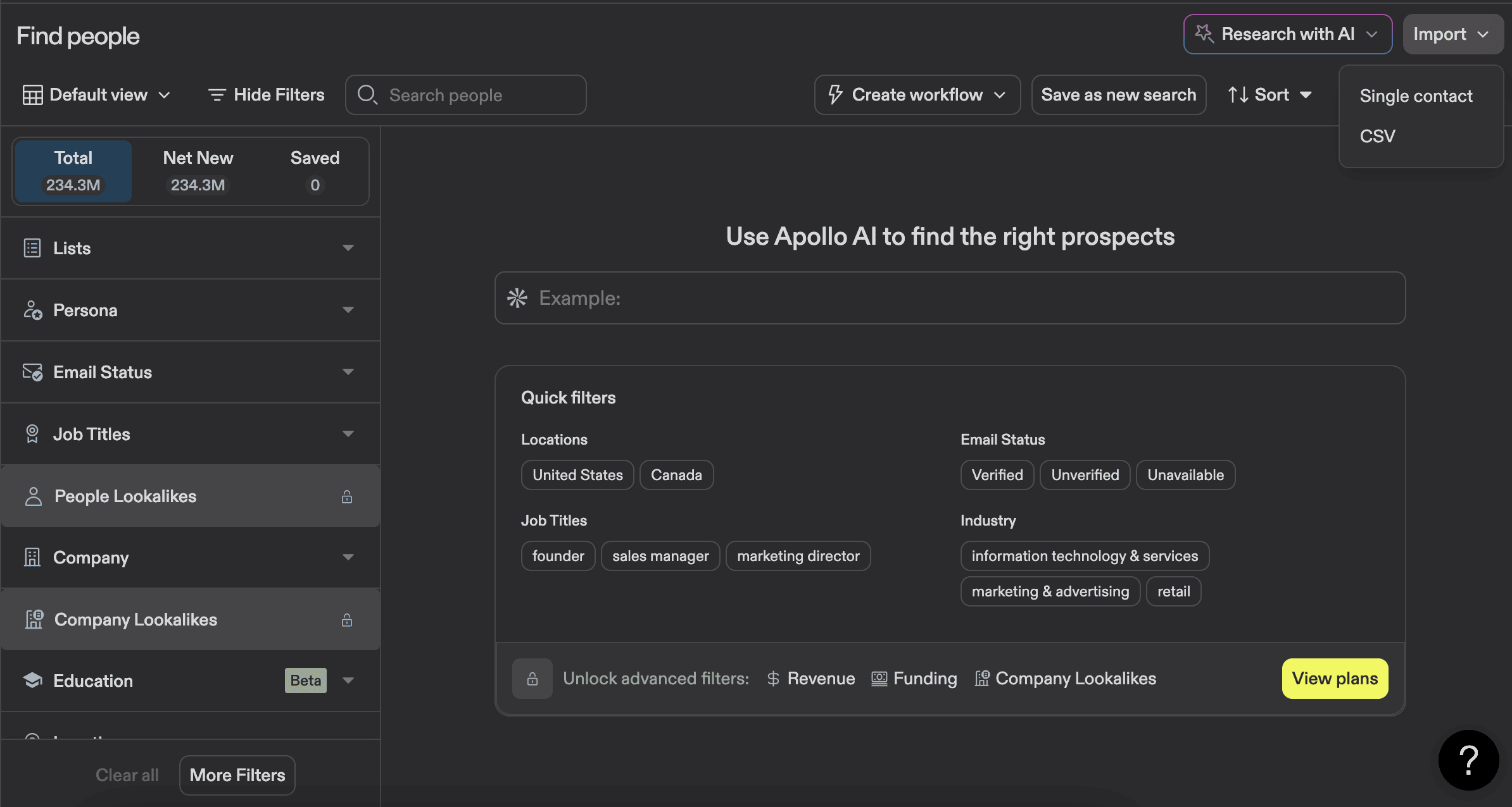 Apollo find people feature