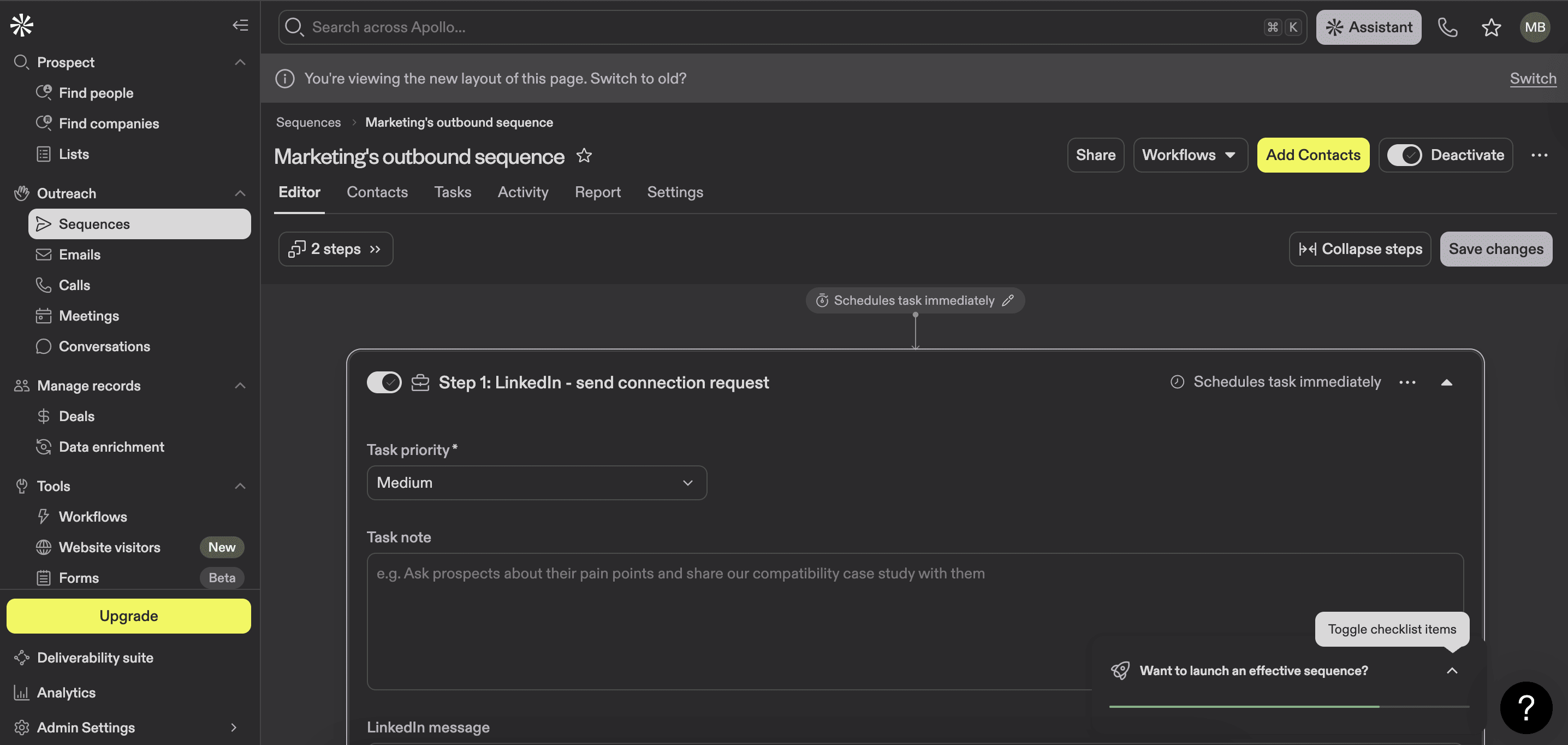 Apollo sequence example