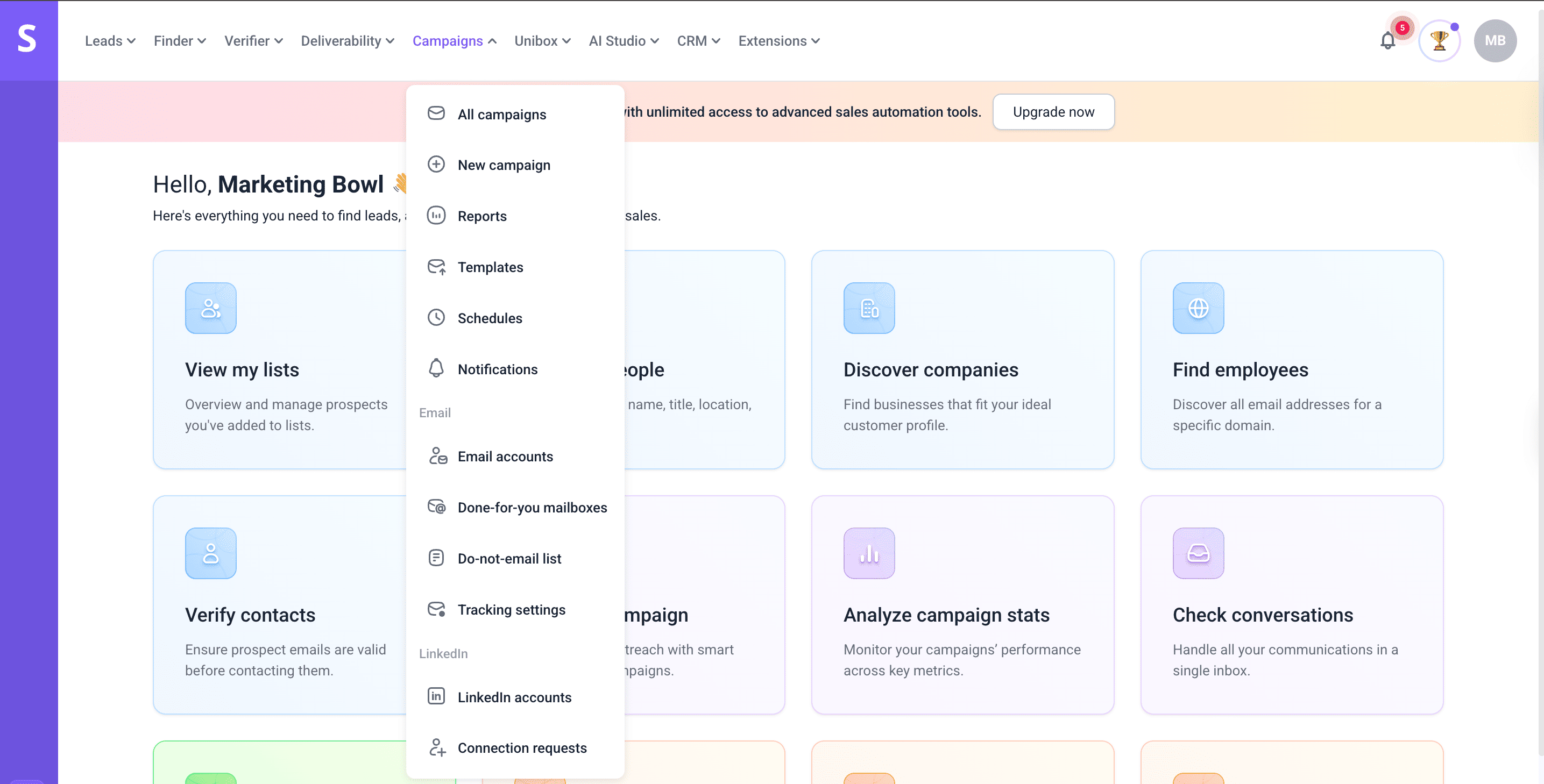 Snov.io campaigns feature