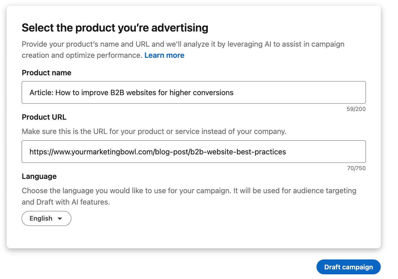 Advertising product description