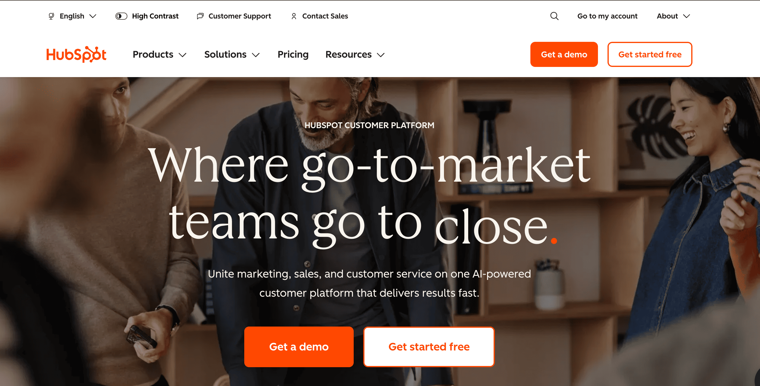 HubSpot main page