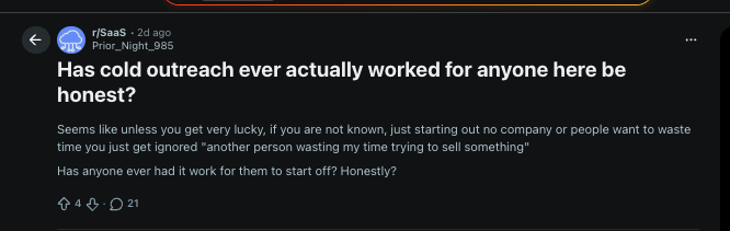 Reddit cold outreach question